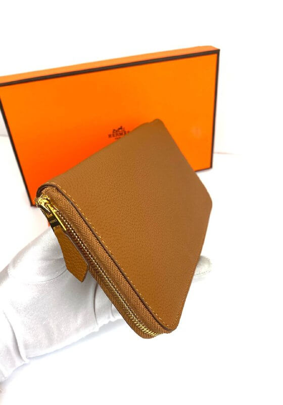 Hermès Brown Azap Zipped Classic Epsom Leather Wallet