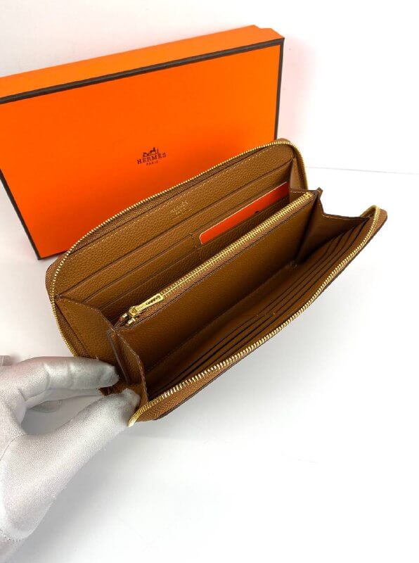 Hermès Brown Azap Zipped Classic Epsom Leather Wallet