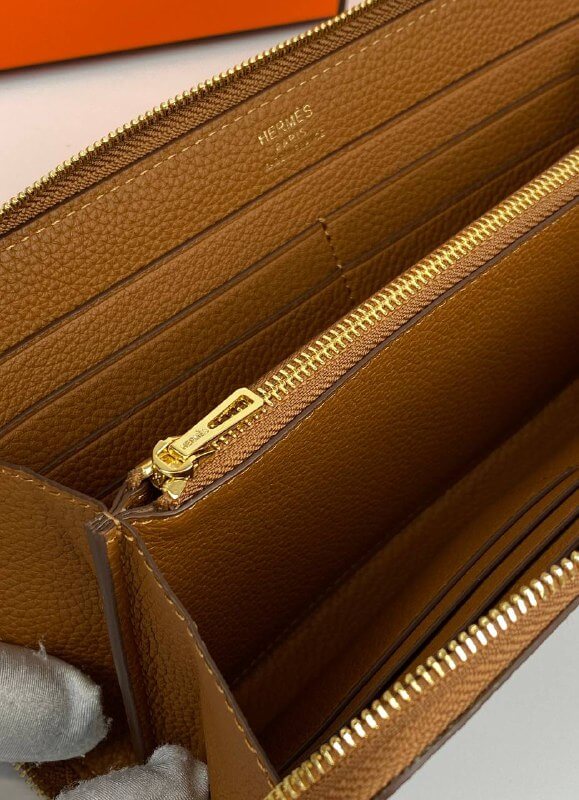 Hermès Brown Azap Zipped Classic Epsom Leather Wallet
