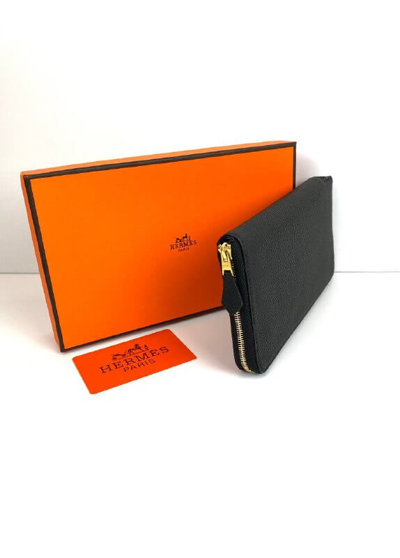 Hermès black Azap Zipped Classic Epsom Leather Wallet