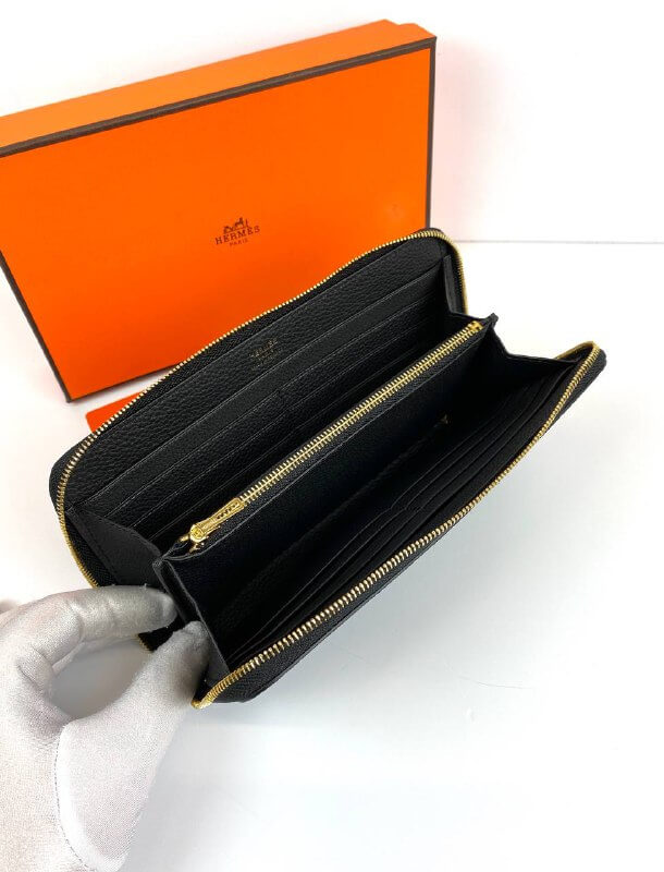 Hermès black Azap Zipped Classic Epsom Leather Wallet