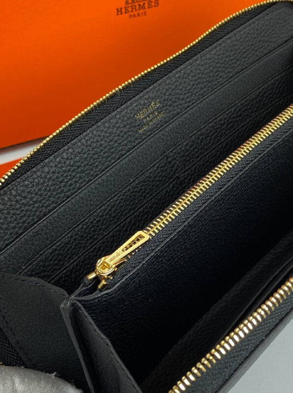 Hermès black Azap Zipped Classic Epsom Leather Wallet