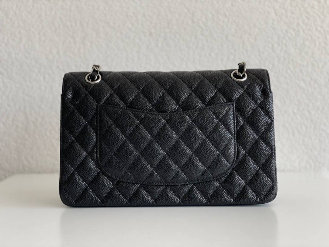 CHANEL small classic handbag Grained Calfskin & SiLouis Vuittoner-Tone Metal Black