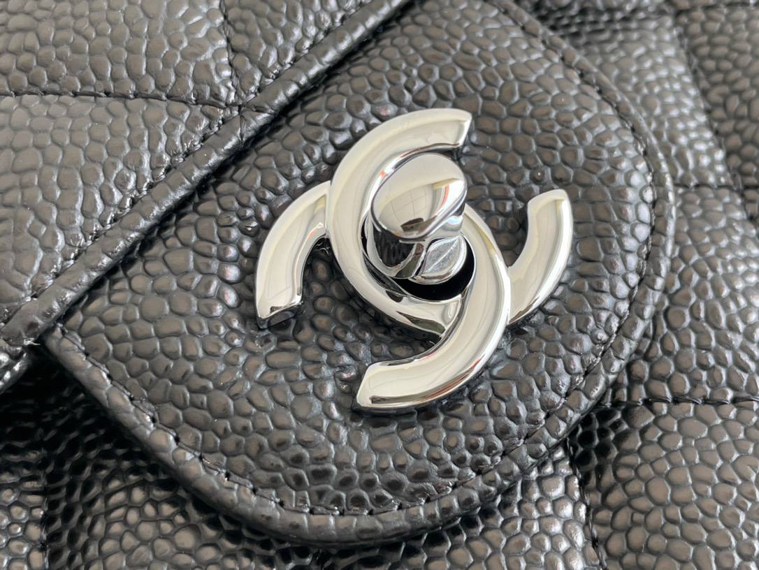 CHANEL small classic handbag Grained Calfskin & SiLouis Vuittoner-Tone Metal Black