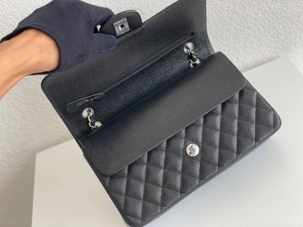 CHANEL small classic handbag Grained Calfskin & SiLouis Vuittoner-Tone Metal Black