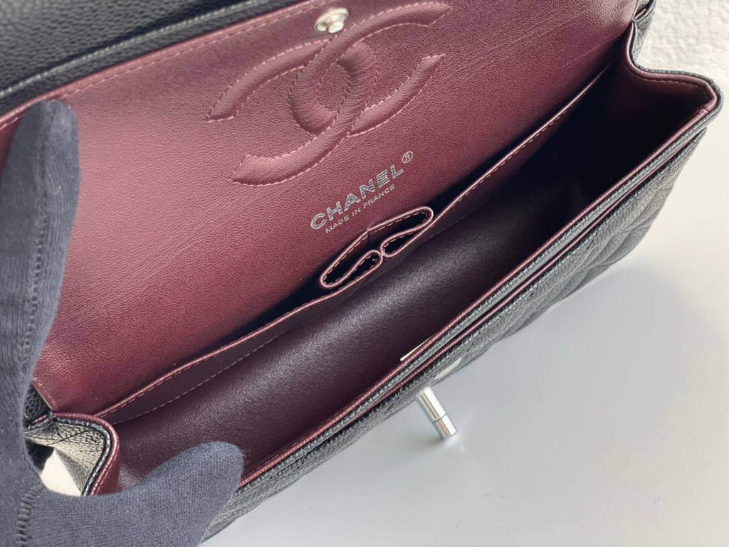 CHANEL small classic handbag Grained Calfskin & SiLouis Vuittoner-Tone Metal Black