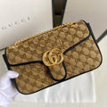 Marmont Small Shoulder Bag Beige/Ebony GLAMIagonal MatelassÃƒÂ© Original Canvas For Women 10in/26cm 443497 HVKEG 9772