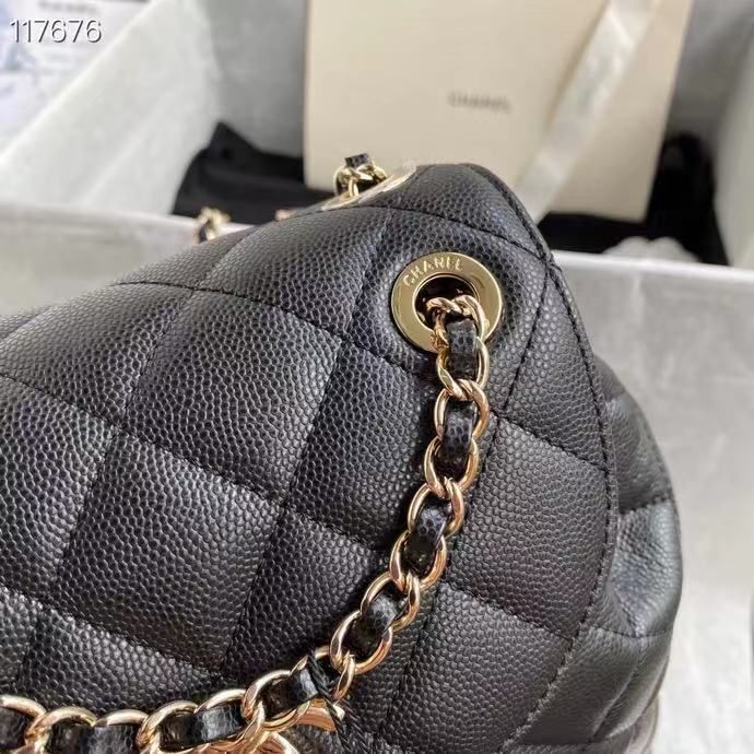Chanel Duma Backpack Gold Toned Hardware Black For Women Bags, Shoulder Bags 9.4in/24cm AS1371