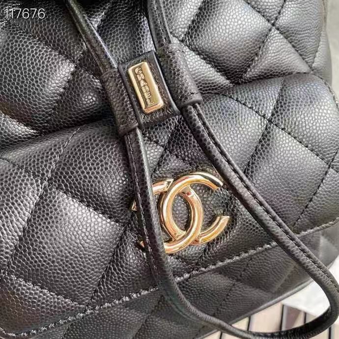 Chanel Duma Backpack Gold Toned Hardware Black For Women Bags, Shoulder Bags 9.4in/24cm AS1371