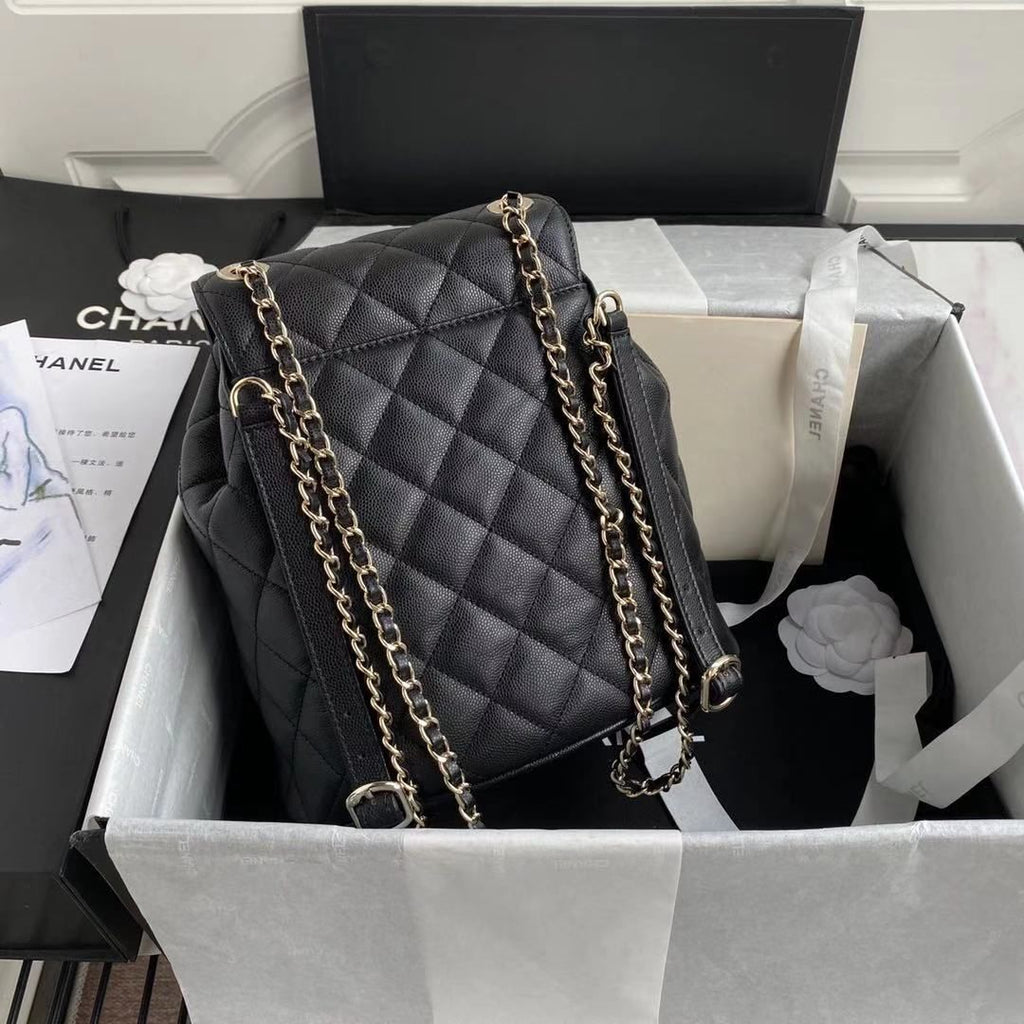 Chanel Duma Backpack Gold Toned Hardware Black For Women Bags, Shoulder Bags 9.4in/24cm AS1371