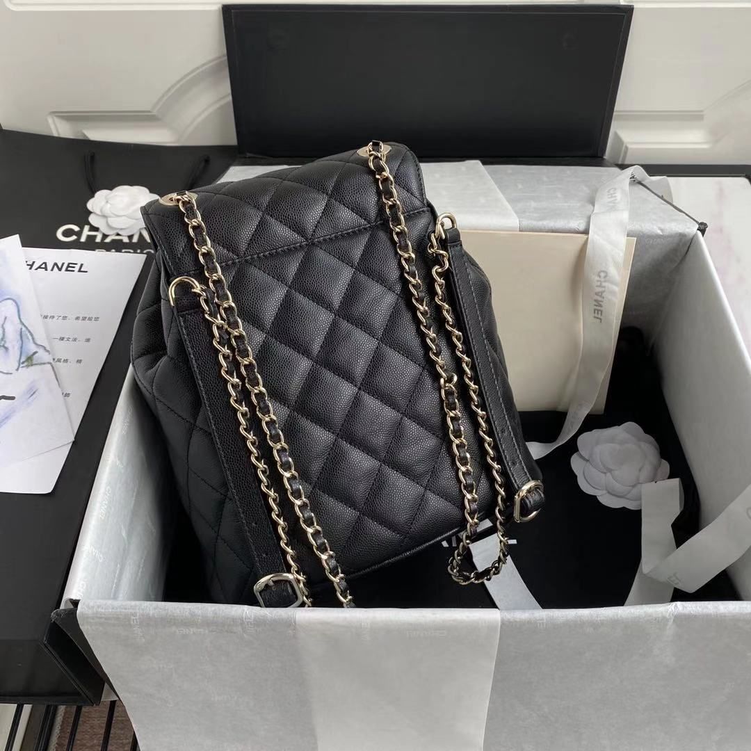 Chanel Duma Backpack Gold Toned Hardware Black For Women Bags, Shoulder Bags 9.4in/24cm AS1371