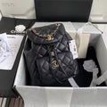 Chanel Duma Backpack Gold Toned Hardware Black For Women Bags, Shoulder Bags 9.4in/24cm AS1371