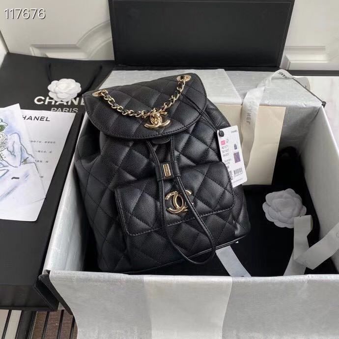 Chanel Duma Backpack Gold Toned Hardware Black For Women Bags, Shoulder Bags 9.4in/24cm AS1371