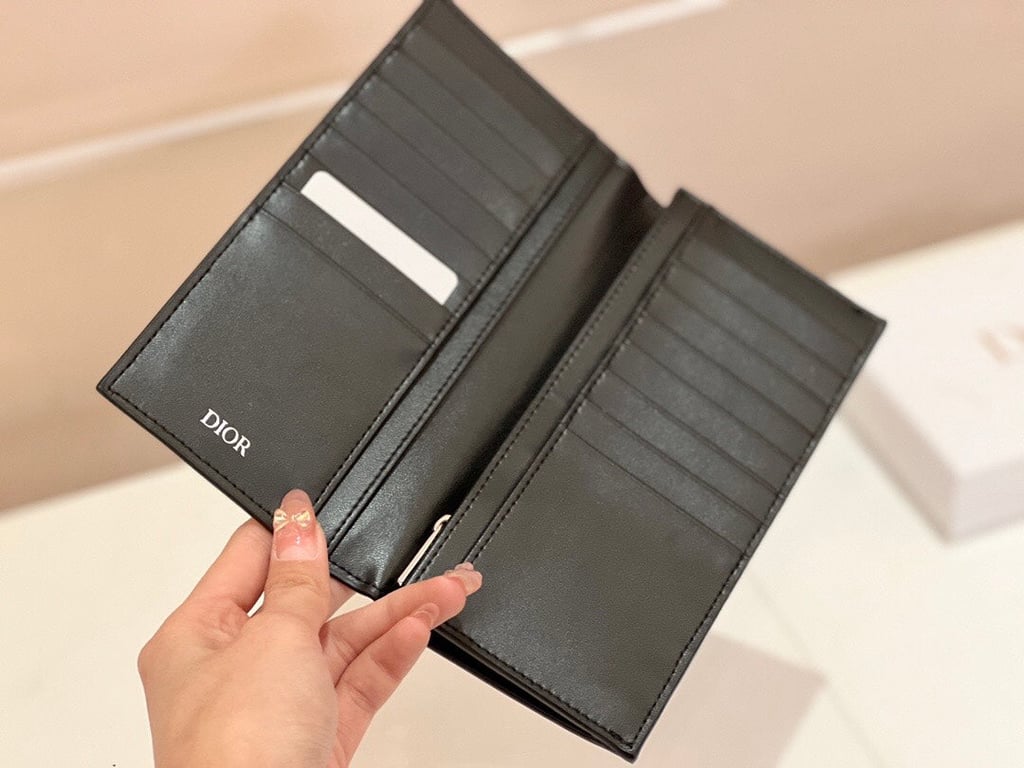 dir LONG BI FOLD CARD HOLDER BLACK OBLIQUE JACQUARD 17.5CM 2ESCH147YSE H03E