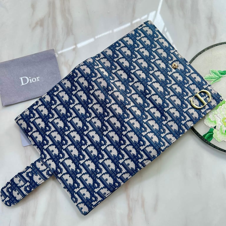 dir OBLIQUE JACQUARD WALLET BLUE 19CM