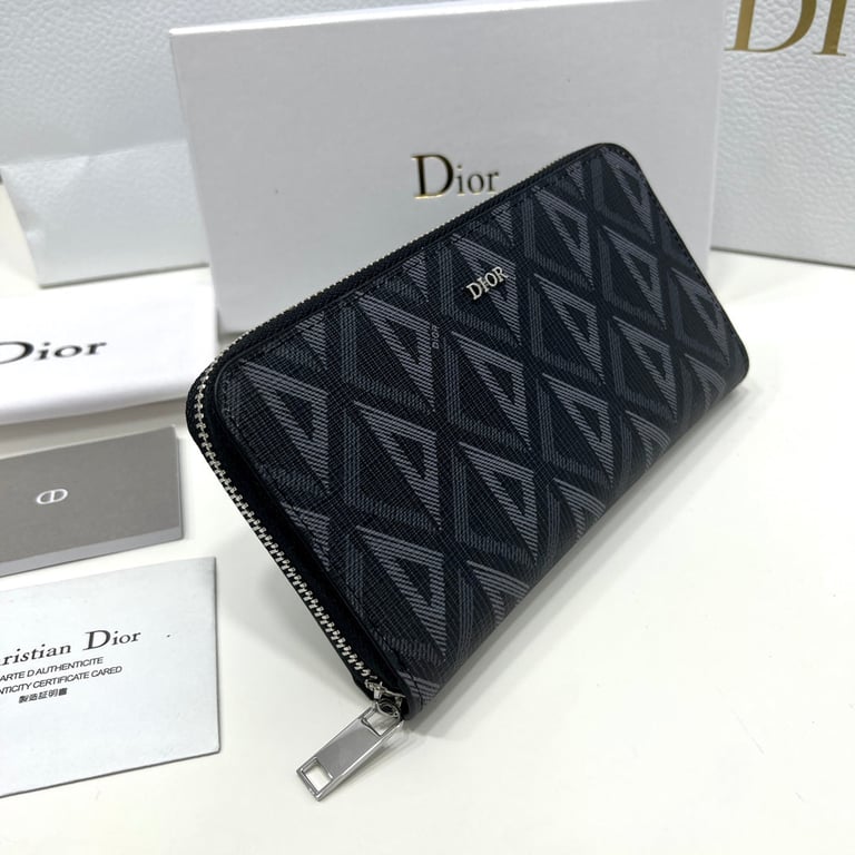 dir ZIPPED LONG WALLET BLACK CD DIAMOND CANVAS 19.5CM 2ESBC252DCO H43E