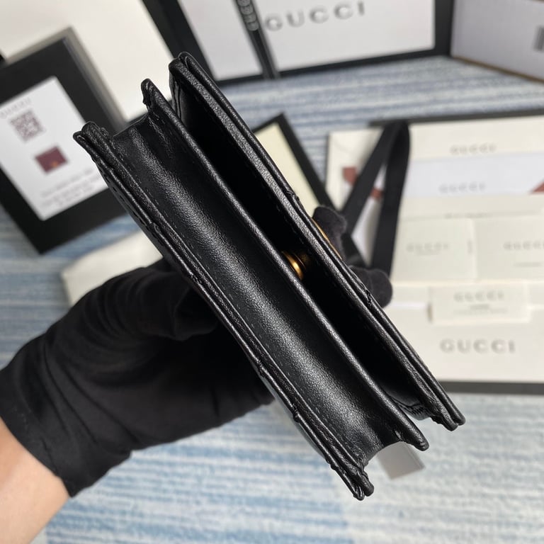 Gucci MARMONT CARD CASE WALLET 11CM BLACK 466492 DTD1T 1000