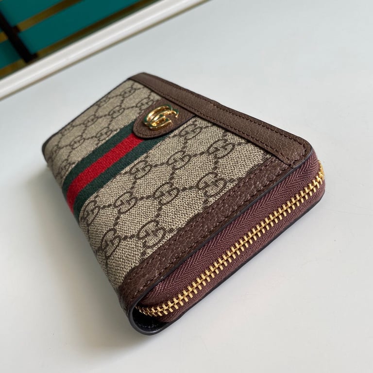 Gucci OPHIDIA ZIP AROUND WALLET 19.5CM BROWN 523154 96IWG 8745