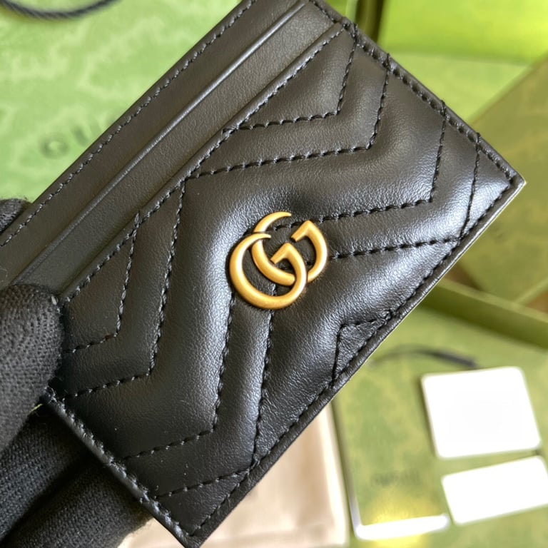 Gucci MARMONT CARD CASE 10CM BLACK 443127 DTD1T 1000