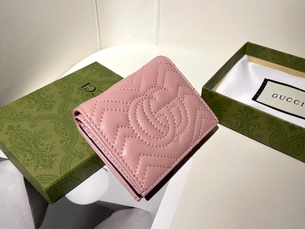 Gucci MARMONT CARD CASE WALLET 11CM PINK 466492 DTD1T 6433