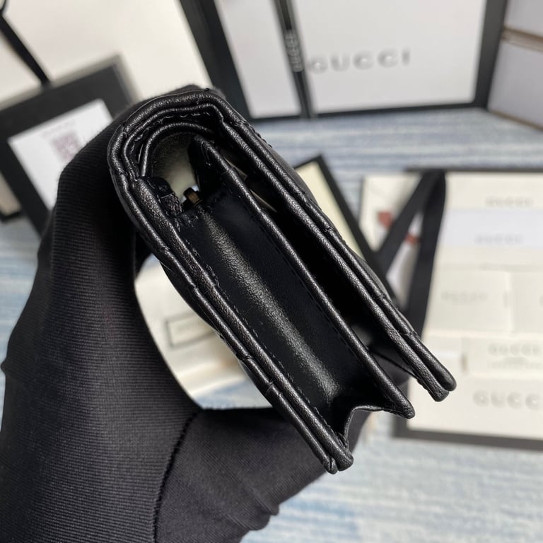Gucci MARMONT CARD CASE WALLET 11CM BLACK 466492 DTD1T 1000