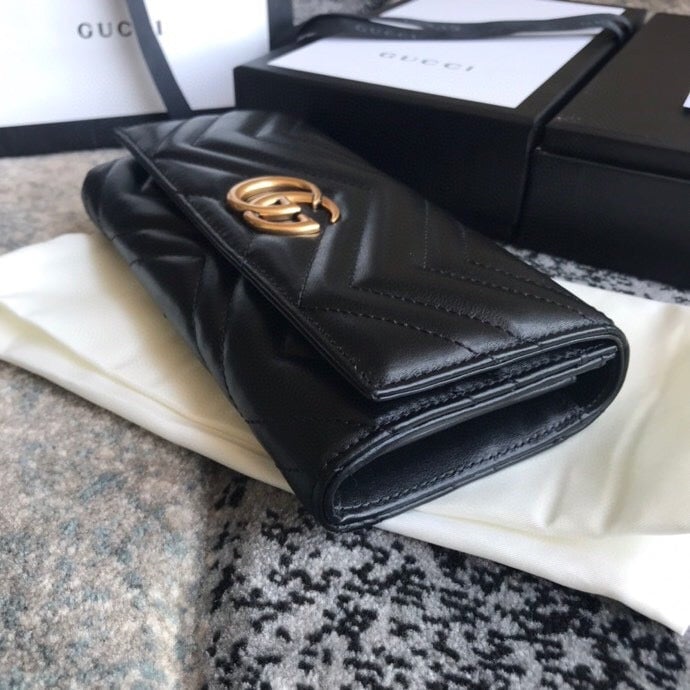Gucci MARMONT CONTINENTAL WALLET 19CM BLACK E443436 DTD1T 1000