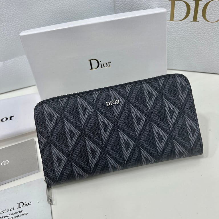 dir ZIPPED LONG WALLET BLACK CD DIAMOND CANVAS 19.5CM 2ESBC252DCO H43E