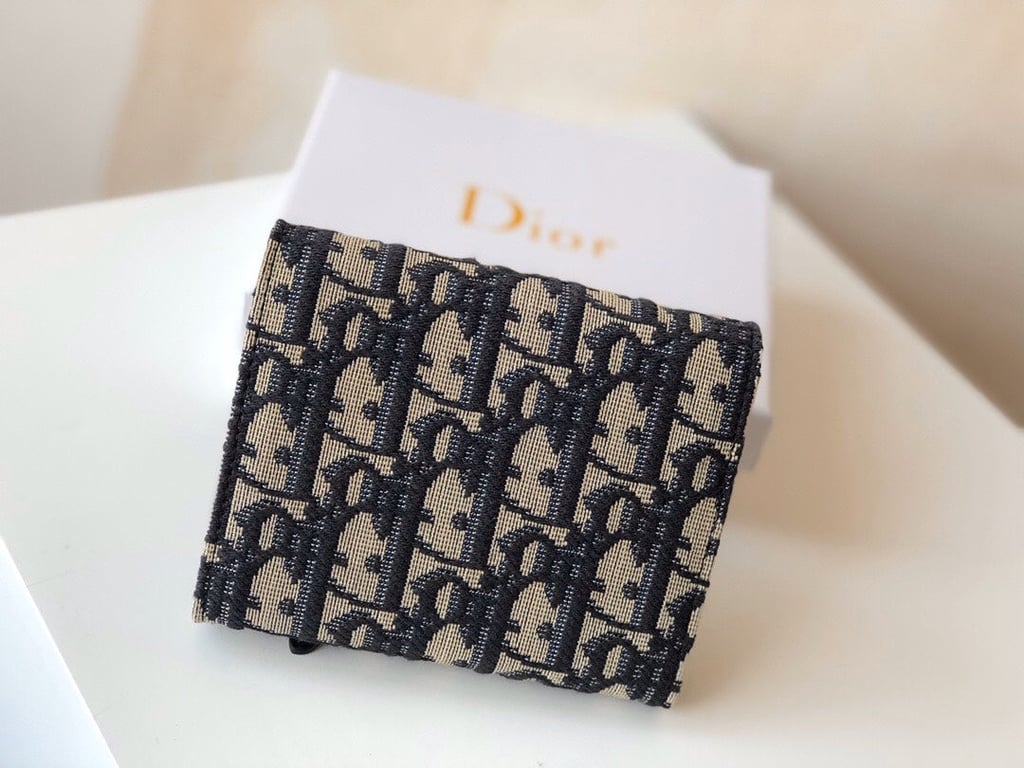 dir SADDLE NANO POUCH BLUE AND BEIGE OBLIQUE JACQUARD 11CM S5654CTZQ