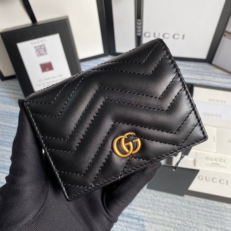 Gucci MARMONT CARD CASE WALLET 11CM BLACK 466492 DTD1T 1000