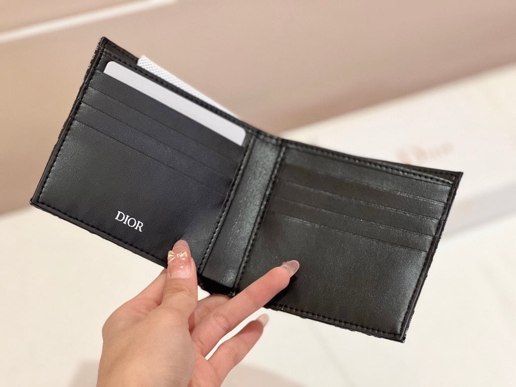 dir WALLET BEIGE AND BLACK OBLIQUE JACQUARD 11CM 2OBBH027YSE H05E