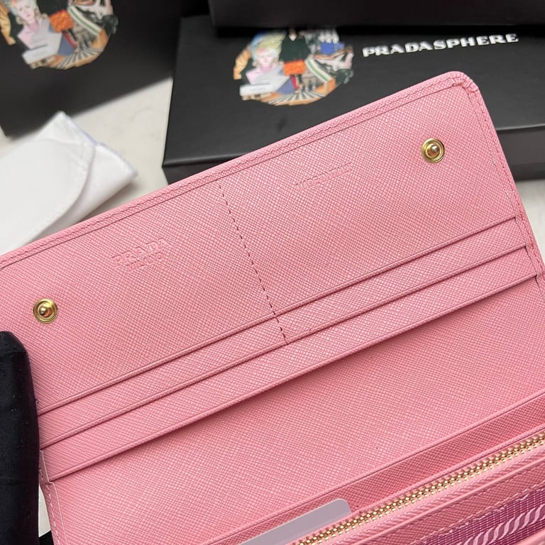 PR SAFFIANO MONOCHROME FLAP LONG WALLET FULL LIGHT PINK 19CM 1MH132 ZLP F061H