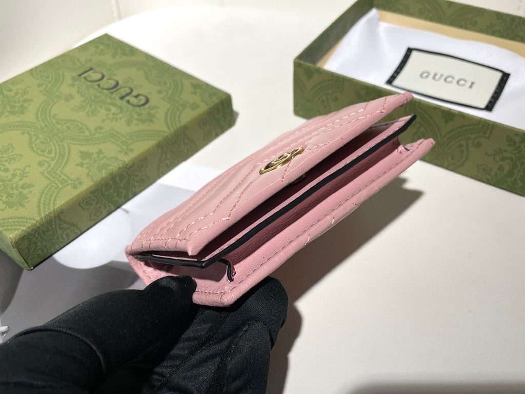 Gucci MARMONT CARD CASE WALLET 11CM PINK 466492 DTD1T 6433