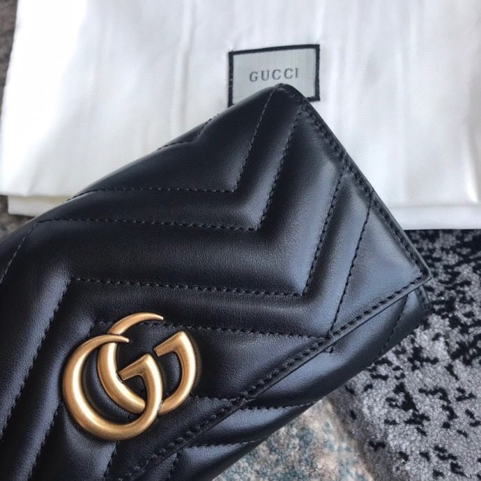 Gucci MARMONT CONTINENTAL WALLET 19CM BLACK E443436 DTD1T 1000