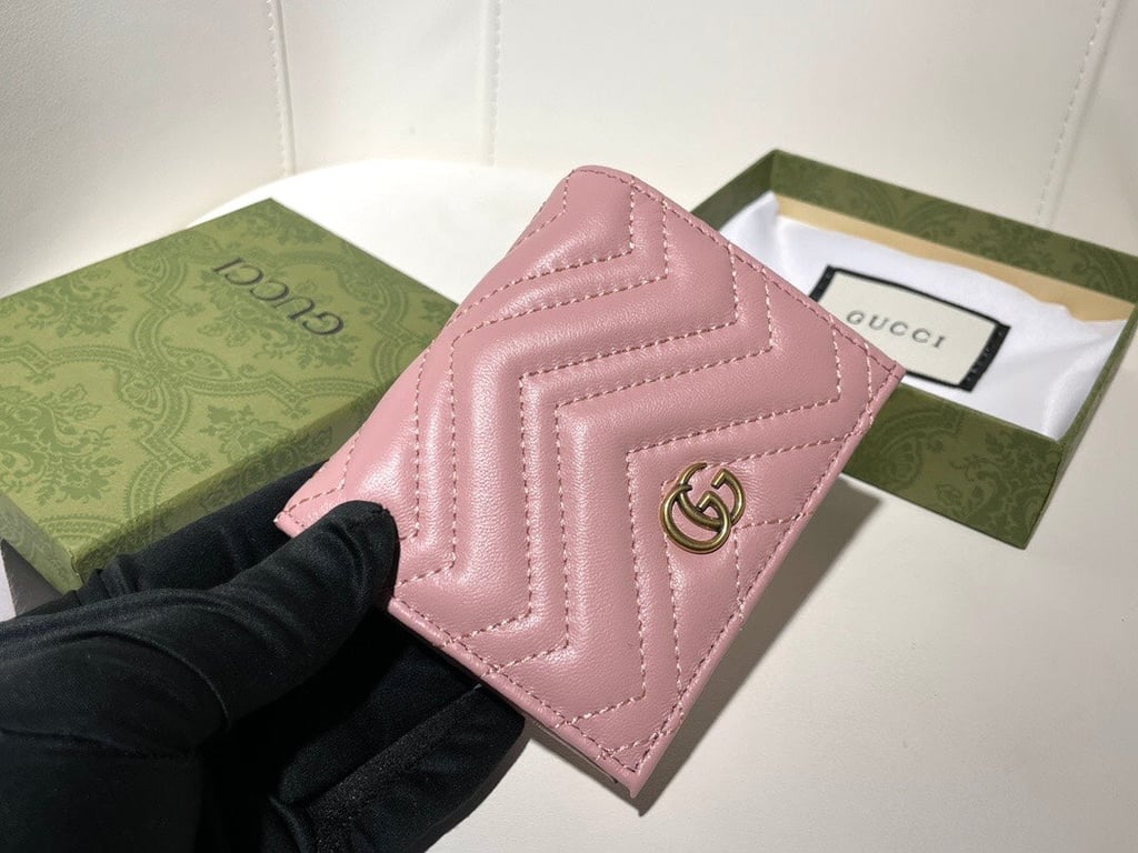 Gucci MARMONT CARD CASE WALLET 11CM PINK 466492 DTD1T 6433