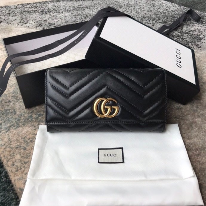 Gucci MARMONT CONTINENTAL WALLET 19CM BLACK E443436 DTD1T 1000