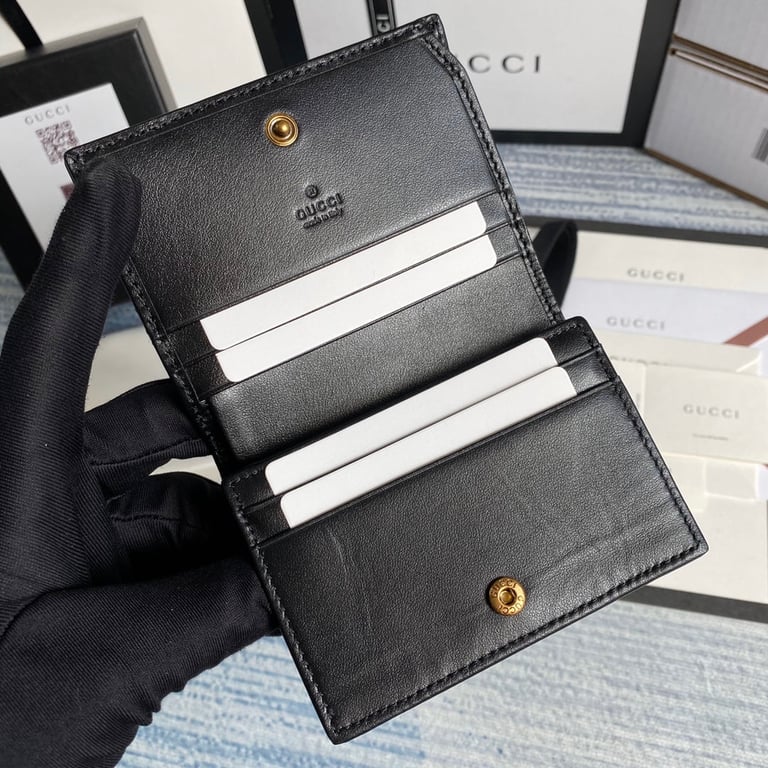 Gucci MARMONT CARD CASE WALLET 11CM BLACK 466492 DTD1T 1000