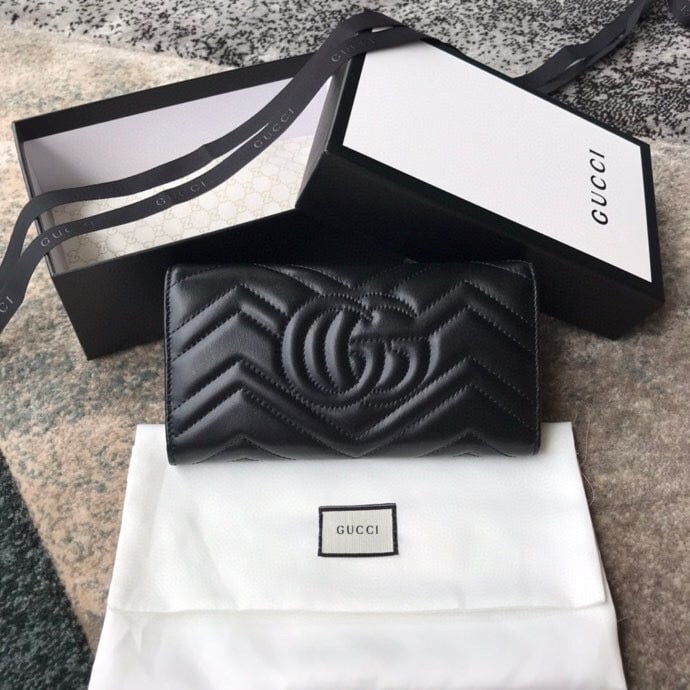Gucci MARMONT CONTINENTAL WALLET 19CM BLACK E443436 DTD1T 1000