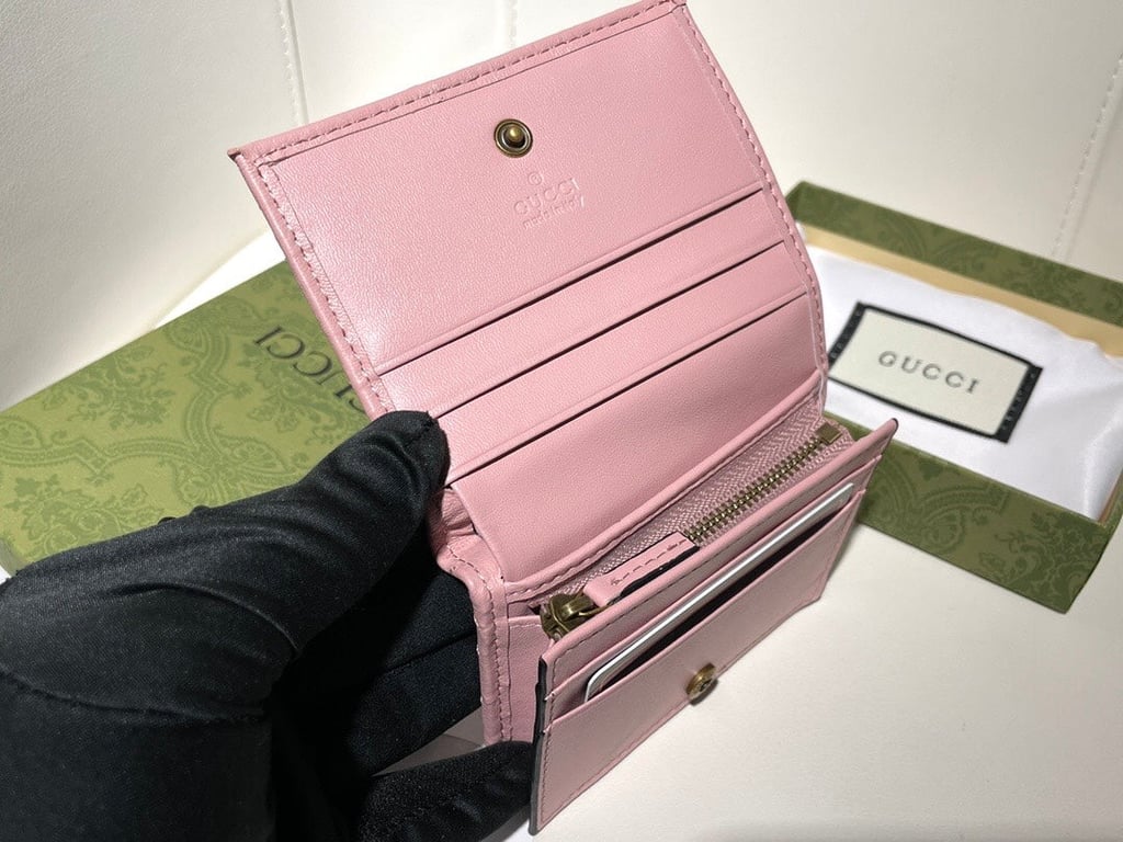 Gucci MARMONT CARD CASE WALLET 11CM PINK 466492 DTD1T 6433