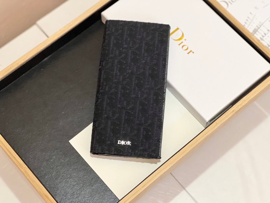 dir LONG BI FOLD CARD HOLDER BLACK OBLIQUE JACQUARD 17.5CM 2ESCH147YSE H03E