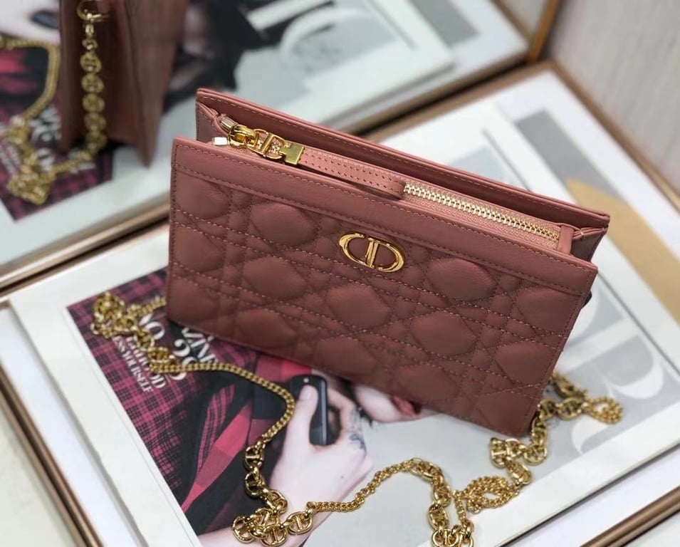 dir CARO ZIPPED POUCH WITH CHAIN DUSTY CORAL PINK S5106UWHC_M76P