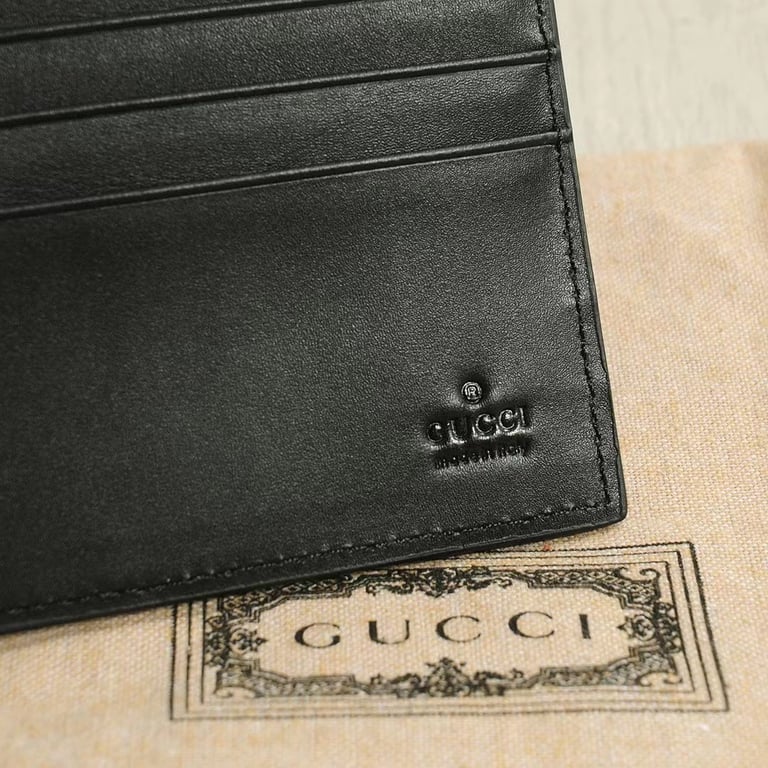 Gucci SIGNATURE WEB COIN WALLET BLACK 11CM 408826 CWCLN 1060