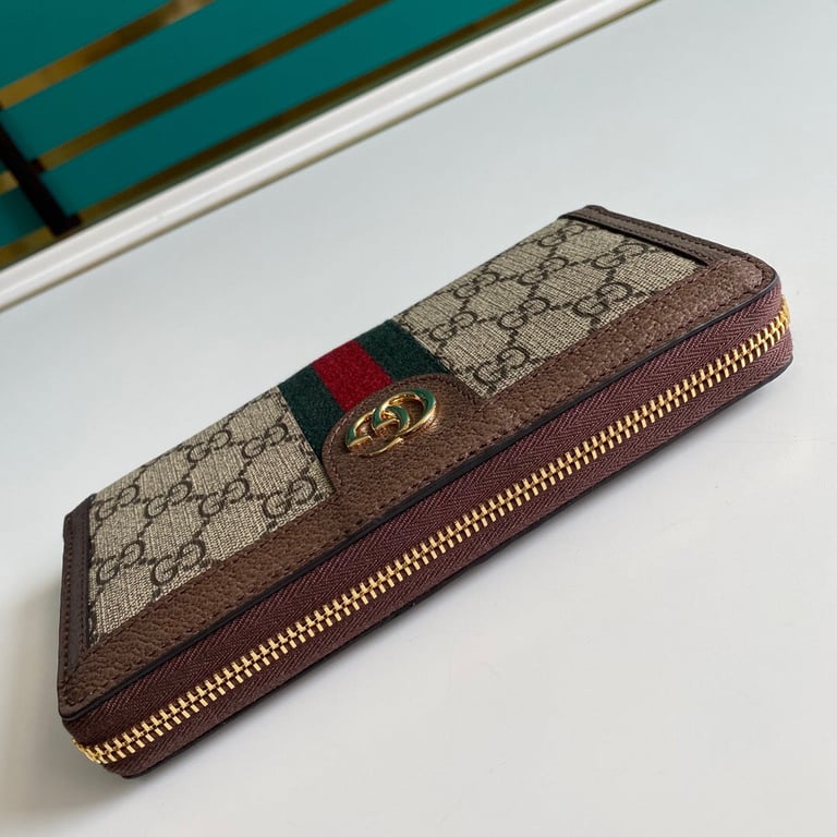 Gucci OPHIDIA ZIP AROUND WALLET 19.5CM BROWN 523154 96IWG 8745