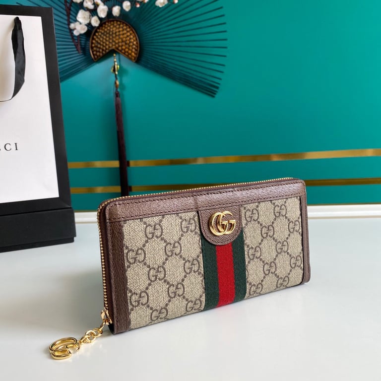 Gucci OPHIDIA ZIP AROUND WALLET 19.5CM BROWN 523154 96IWG 8745