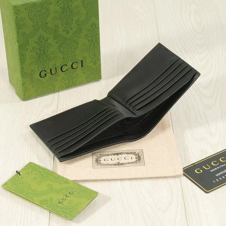 Gucci SIGNATURE WEB COIN WALLET BLACK 11CM 408826 CWCLN 1060
