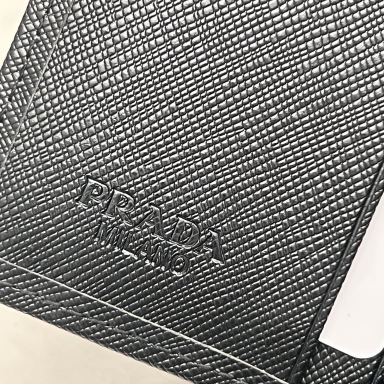 PR SAFFIANO MONOCHROME FLAP SMALL WALLET FULL BLACK 10CM 1MV204 QWA F0002