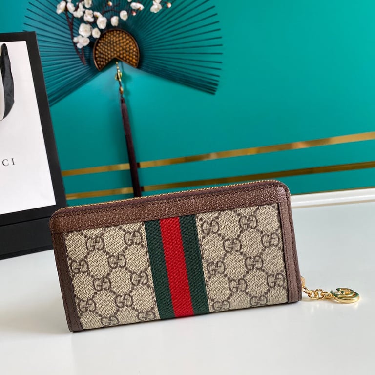 Gucci OPHIDIA ZIP AROUND WALLET 19.5CM BROWN 523154 96IWG 8745
