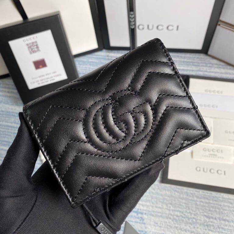 Gucci MARMONT CARD CASE WALLET 11CM BLACK 466492 DTD1T 1000