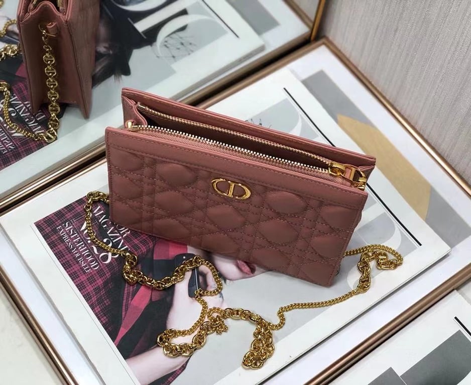 dir CARO ZIPPED POUCH WITH CHAIN DUSTY CORAL PINK S5106UWHC_M76P