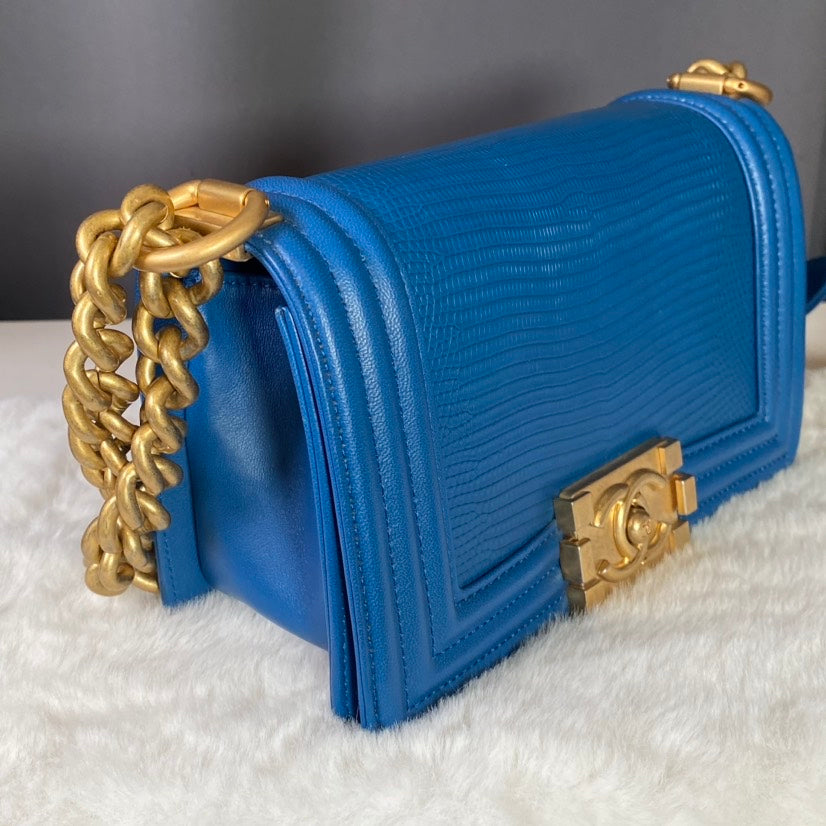 Chanel Boy Bag Blue Shoulder Bag ÃƒÂ¢Ã¢â€šÂ¬Ã¢â‚¬Å“ with Entrupy Verification