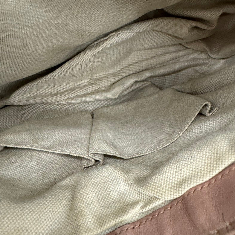 Pre Owned Gucci Leather Shoulder Bag Beige Medium Size